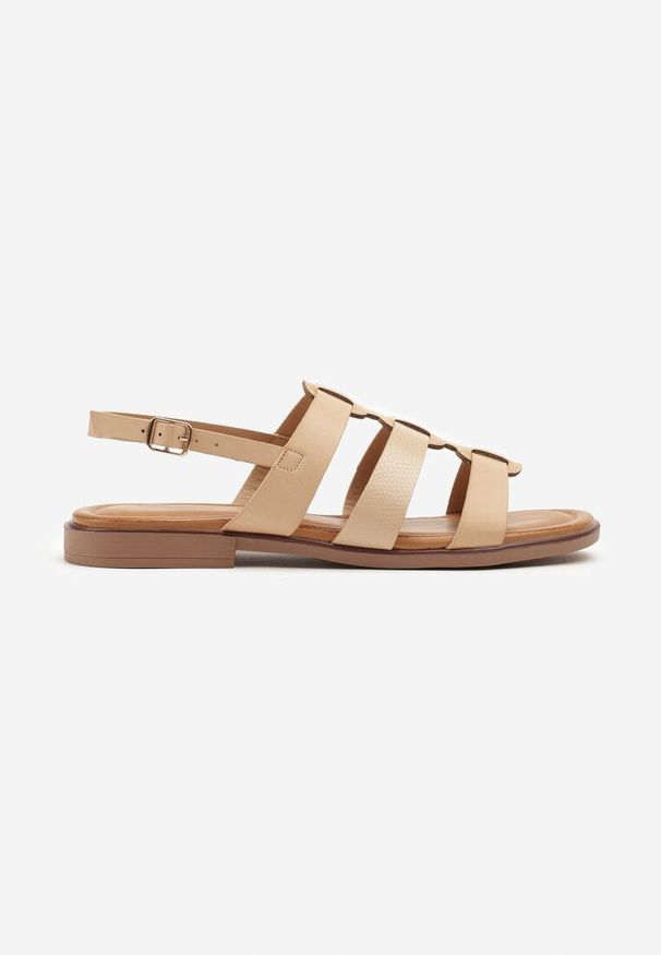 Born2be - Beżowe Sandały w Stylu Rzymianek Nilitte. Okazja: na co dzień. Zapięcie: sprzączka. Kolor: beżowy. Sezon: wiosna. Styl: elegancki, casual