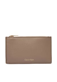 Calvin Klein Portfel Foil Logo Top Zip Cardcase LV04F1090G Beżowy. Kolor: beżowy. Materiał: skóra #1