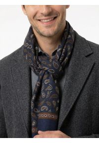 V. Fraas - Szalik Elegancki Przejściowy, Cienki, Granatowo-Brązowy w Paisley -V.Fraas. Kolor: brązowy, wielokolorowy, beżowy. Materiał: poliester. Wzór: paisley. Styl: elegancki #3