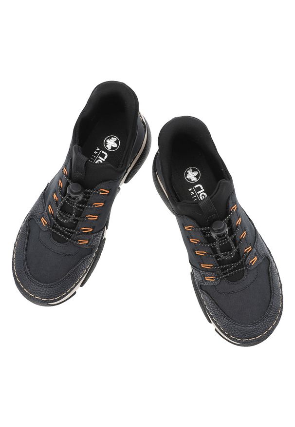 Niebieskie Półbuty Rieker Modne Obuwie Damskie. Okazja: na co dzień. Kolor: niebieski. Materiał: materiał, skóra. Szerokość cholewki: normalna