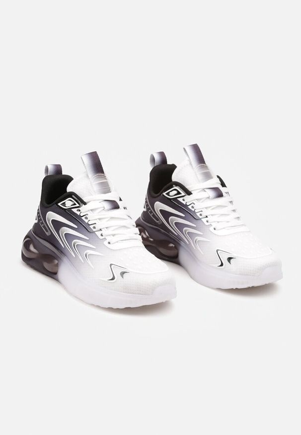 Born2be - Biało-Czarne Płaskie Sznurowane Buty Sportowe Sneakersy Risanni. Okazja: na co dzień. Kolor: biały. Materiał: dresówka, jeans. Sezon: wiosna. Obcas: na płaskiej podeszwie