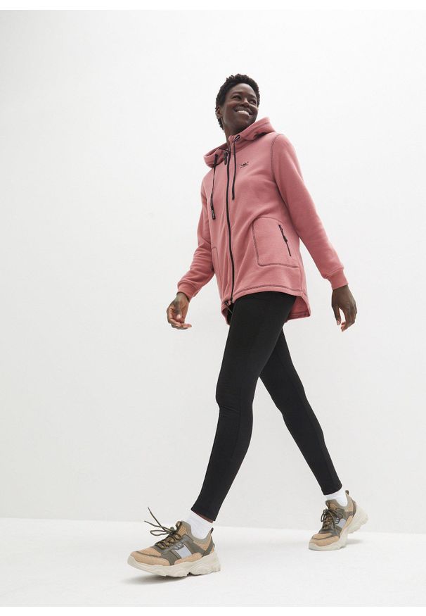 bonprix - Bluza rozpinana z polaru, z kieszeniami z zamkiem. Kolor: fioletowy. Materiał: polar. Długość: długie