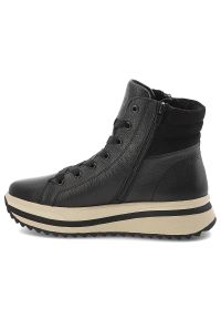 Czarne Sneakersy Rieker Wygodne Obuwie Damskie Na Platformie. Zapięcie: sznurówki. Kolor: czarny. Materiał: skóra. Obcas: na platformie. Sport: turystyka piesza #8