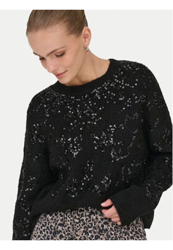 only - ONLY Sweter Alta 15353230 Czarny Regular Fit. Kolor: czarny. Materiał: syntetyk