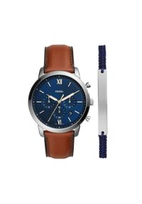 Zegarek Fossil Neutra Chrono FS5708SET Navy/Brown. Kolor: brązowy