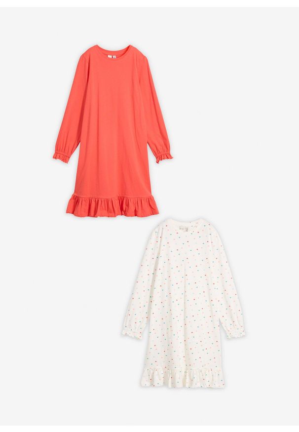 bonprix - Koszula nocna z miękkiej bawełny (2 szt.). Kolor: biały. Materiał: bawełna