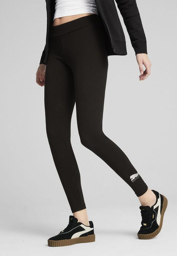 Puma - Damskie legginsy ESS METALLIC PUMA Black Metallic Silver. Kolor: wielokolorowy, czarny, szary