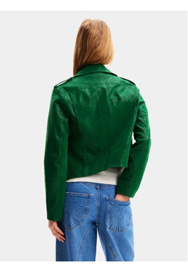 Desigual Kurtka z imitacji skóry Harry 24SWEW05 Zielony Regular Fit. Kolor: zielony. Materiał: skóra