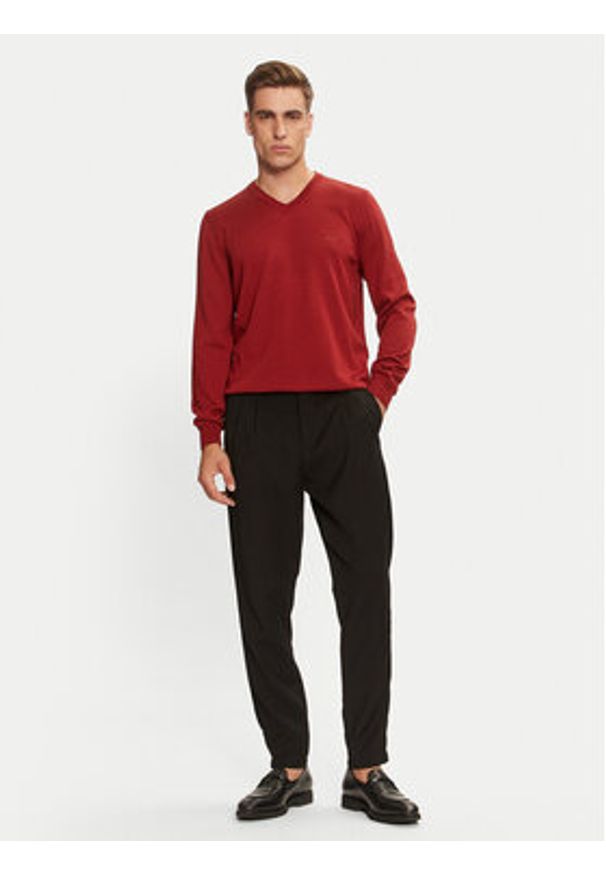 BOSS - Boss Sweter Baram-L 50476363 Czerwony Regular Fit. Kolor: czerwony. Materiał: wełna