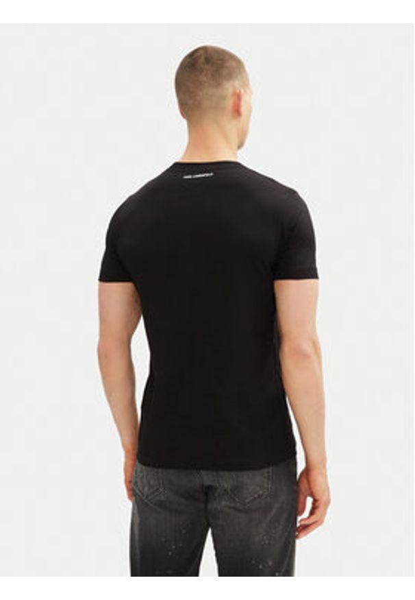 Karl Lagerfeld - KARL LAGERFELD T-Shirt 755061 552241 Czarny Regular Fit. Typ kołnierza: dekolt w karo. Kolor: czarny. Materiał: bawełna
