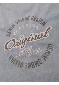 Ombre Clothing - Koszulka bawełniana z nadrukiem na klatce i plecach - szara V1 OM-TSWT-0201 - XXL. Okazja: na co dzień. Kolor: szary. Materiał: bawełna. Wzór: nadruk. Styl: klasyczny, vintage, casual #8
