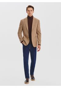 Pako Lorente - PAKO LORENTE - Beżowa marynarka w pepitkę. Okazja: na co dzień. Kolor: beżowy. Materiał: poliester, wiskoza, elastan. Sezon: jesień. Styl: casual #2
