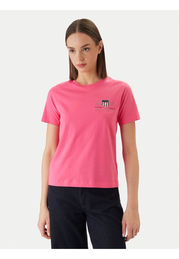 GANT - Gant T-Shirt 4200277 Różowy Regular Fit. Kolor: różowy. Materiał: bawełna