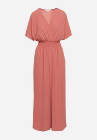 Born2be - Ciemnoróżowy Kopertowy Kombinezon z Gumką w Talii i Szerokimi Nogawkami Vimashea. Okazja: na co dzień. Kolor: różowy. Styl: casual, elegancki #6