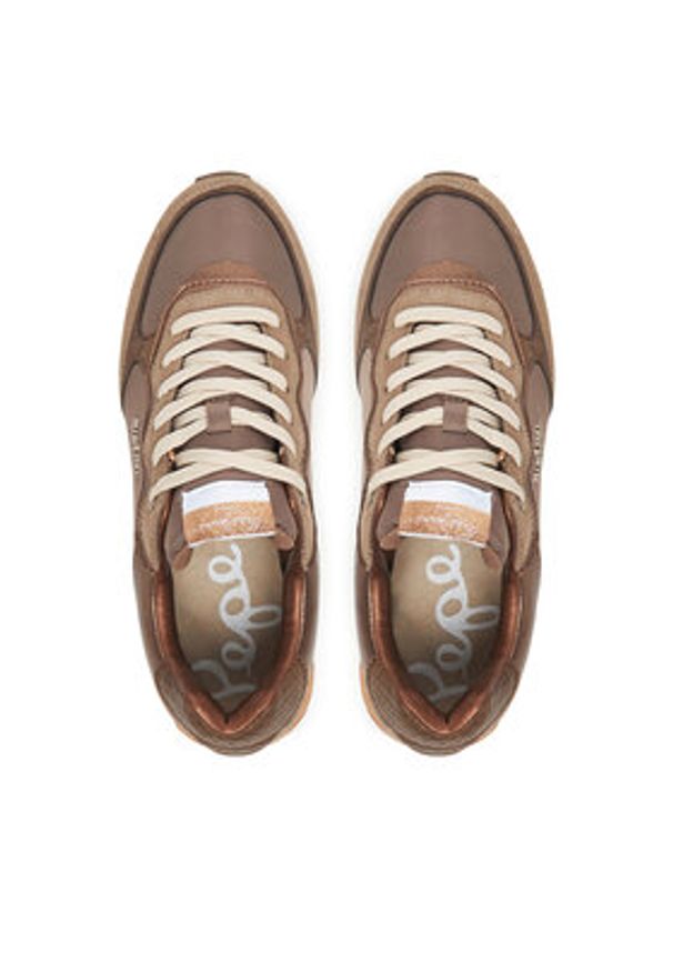 Pepe Jeans Sneakersy Rusper Glam W PLS600008 Brązowy. Kolor: brązowy. Materiał: materiał