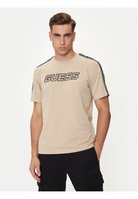 Guess T-Shirt Arlo Z4GI18 J1314 Beżowy Regular Fit. Kolor: beżowy. Materiał: bawełna