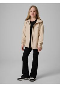4f - 4F Kurtka membrana 5000 dziewczęca - beżowa 152 (11-12 lat). Okazja: na co dzień. Kolor: beżowy. Sezon: lato. Styl: casual #2