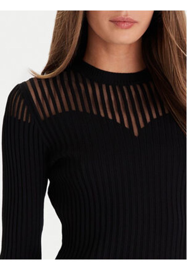 Morgan Sweter 252-MAMDO Czarny Slim Fit. Kolor: czarny. Materiał: wiskoza