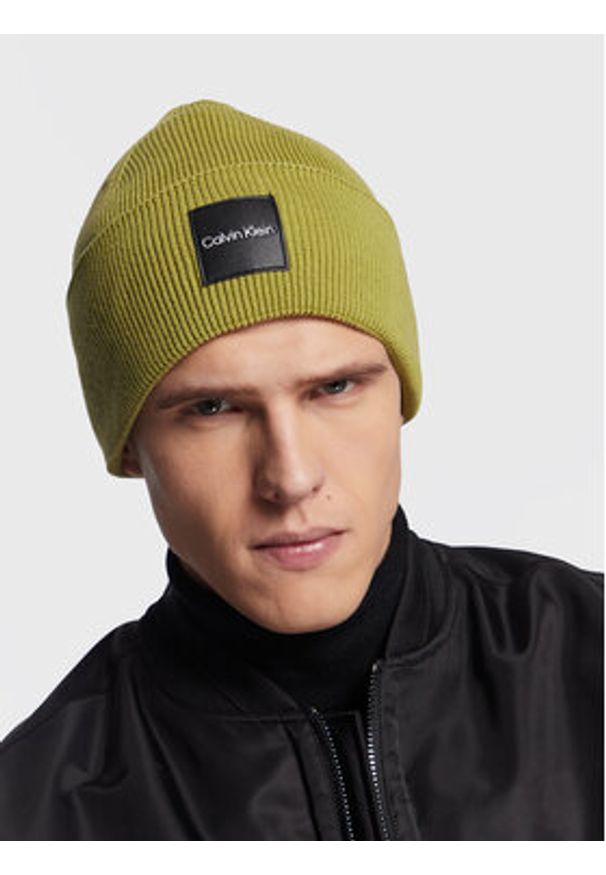 Calvin Klein Czapka K50K509682 Zielony. Kolor: zielony. Materiał: materiał, bawełna