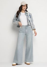 Born2be - Jasnoniebieskie Jeansy o Szerokim Kroju z Wysokim Stanem Sesadela. Okazja: na co dzień. Stan: podwyższony. Kolor: niebieski. Styl: elegancki, casual