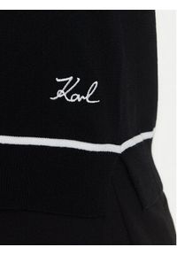 Karl Lagerfeld - KARL LAGERFELD Sweter A3W18023 Czarny Regular Fit. Typ kołnierza: dekolt w karo. Kolor: czarny. Materiał: syntetyk