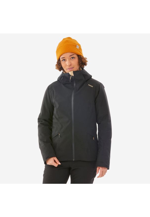 WEDZE - Kurtka narciarska i snowboardowa damska Quechua 500. Kolor: czarny. Materiał: tkanina, materiał, włókno, skóra, syntetyk. Sezon: zima. Sport: narciarstwo, snowboard