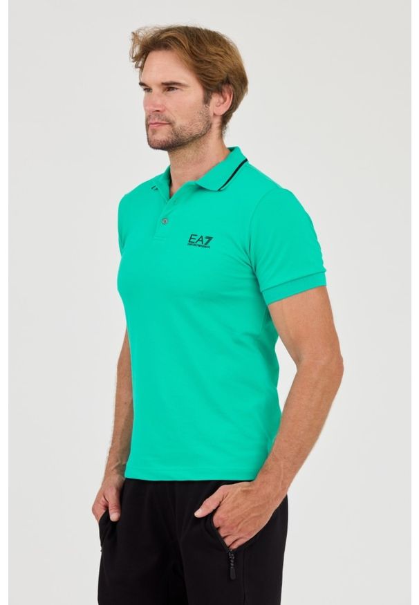 EA7 Emporio Armani - EA7 Zielona koszulka polo. Typ kołnierza: polo. Kolor: zielony