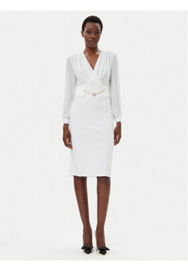 Rinascimento Sukienka koktajlowa CFC0123289003 Biały Regular Fit. Kolor: biały. Materiał: syntetyk. Styl: wizytowy