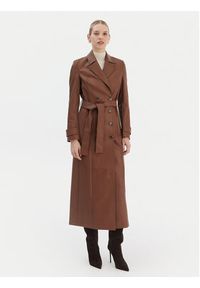 BARDOT - Bardot Płaszcz z imitacji skóry 59899JB5 Brązowy Regular Fit. Kolor: brązowy. Materiał: skóra #4