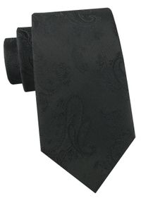 Krawat Męski - Angelo di Monti - Czarny z Fakturą Materiału. Kolor: czarny. Materiał: materiał. Styl: elegancki, wizytowy #1