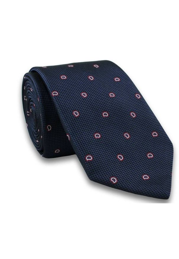 Elegancki Krawat Męski Chattier, Wzór PAISLEY -6,5cm- Chattier, Granatowy. Kolor: niebieski. Materiał: tkanina. Wzór: paisley. Styl: elegancki