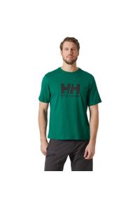 Koszulka męska Helly Hansen Logo 2.0. Kolor: zielony. Sport: turystyka piesza #1