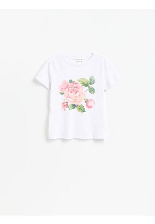 Reserved - Bawełniany t-shirt z nadrukiem - biały. Kolor: biały. Materiał: bawełna. Wzór: nadruk