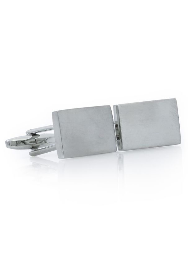 Adam Collection - Srebrne prostokątne spinki do mankietów - matowe A277. Kolor: srebrny