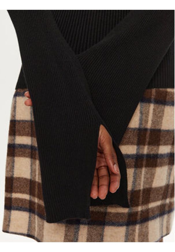 Kontatto Sweter 3M0116N AI253M01 Czarny Slim Fit. Kolor: czarny. Materiał: wiskoza