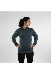 KIPRUN - Bluza do biegania damska Kiprun Run 500 Warm ocieplana. Kolor: zielony. Materiał: poliester, bawełna, elastan, lyocell, materiał. Sport: bieganie #1