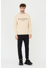 Balmain - BALMAIN Beżowa męska bluza Printed Sweatshirt, Rozmiar 3XL. Kolor: beżowy #3