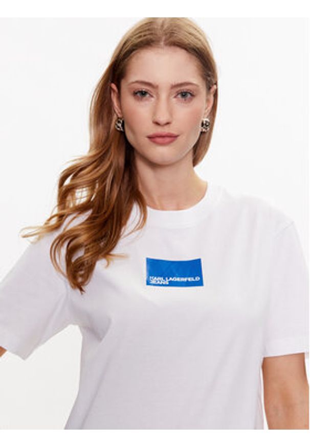 Karl Lagerfeld Jeans T-Shirt 231J1706 Biały Regular Fit. Kolor: biały. Materiał: bawełna