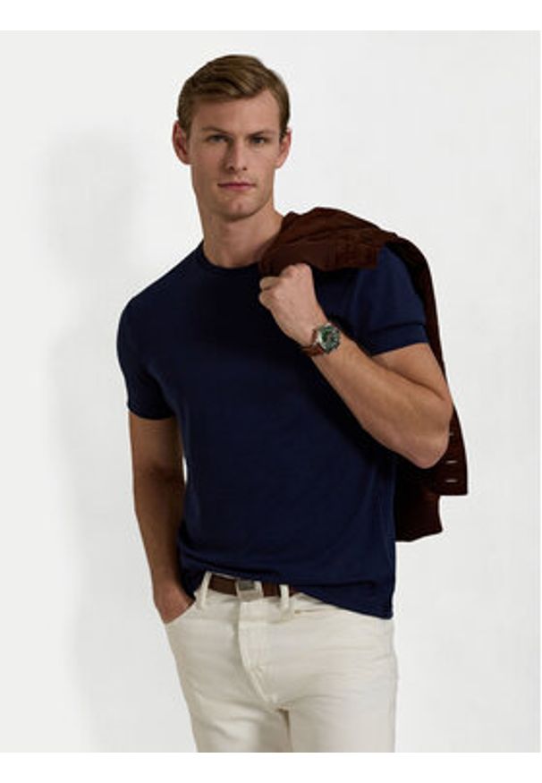 Polo Ralph Lauren T-Shirt 710740727 Granatowy Slim Fit. Typ kołnierza: polo. Kolor: niebieski. Materiał: bawełna