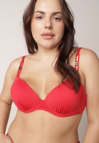 Born2be - Czerwone Bikini z Ozdobnym Marszczeniem Biustonosz i Majtki Typu Bokserki Peiria. Kolor: czerwony #5