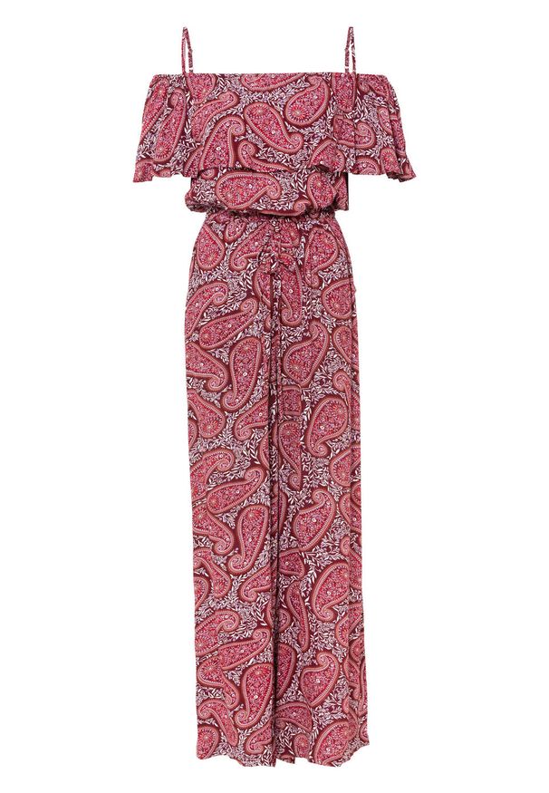 Kombinezon z nadrukiem bonprix czerwony paisley. Kolor: czerwony. Wzór: nadruk, paisley