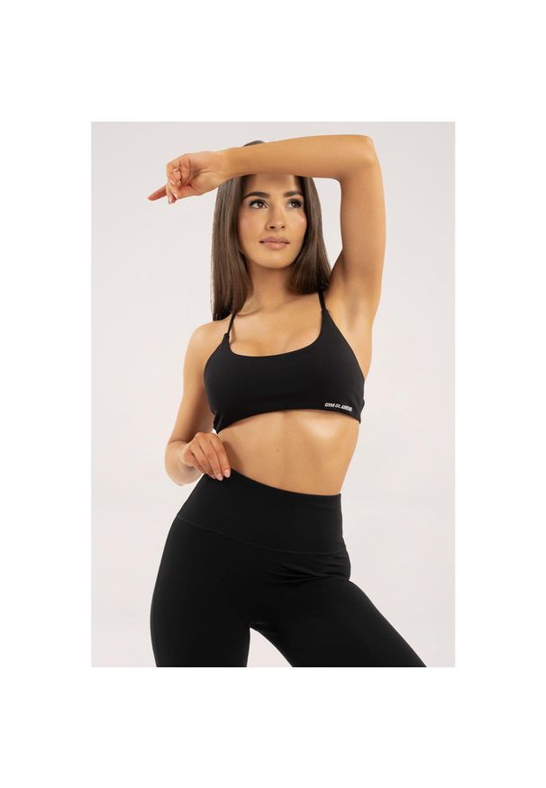 GYM GLAMOUR - Stanik fitness cardio damski Gym Glamour open back. Kolor: czarny. Sport: fitness
