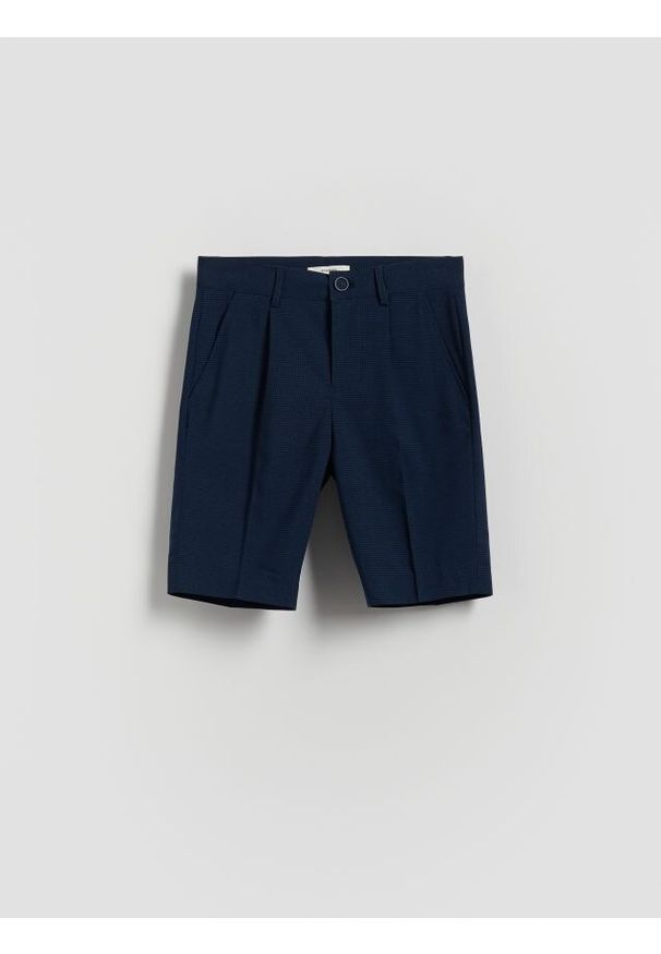Reserved - Szorty z wiskozą - granatowy. Kolor: niebieski. Materiał: wiskoza