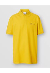 Burberry - BURBERRY - Żółta koszulka polo. Typ kołnierza: polo. Kolor: żółty. Wzór: nadruk. Styl: klasyczny #6