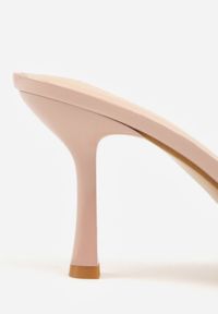 Renee - Beżowe Koronkowe Klapki na Szpilce Lyvete. Kolor: beżowy. Materiał: koronka. Wzór: haft, koronka. Obcas: na szpilce. Styl: elegancki #2