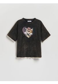 Reserved - T-shirt z efektem sprania - czarny. Kolor: czarny. Materiał: bawełna #1
