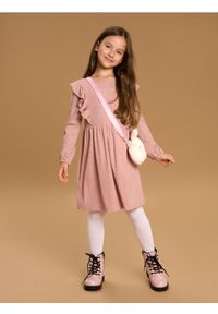 Sinsay - Sukienka z falbankami o luźnym kroju - różowy. Typ kołnierza: kołnierz z falbankami. Kolor: różowy #1