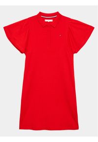 TOMMY HILFIGER - Tommy Hilfiger Sukienka codzienna KG0KG07195 D Czerwony Regular Fit. Okazja: na co dzień. Kolor: czerwony. Materiał: bawełna. Typ sukienki: proste. Styl: casual #1