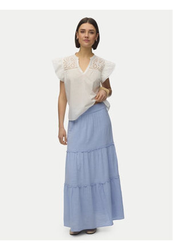 Vero Moda Bluzka Line 10347292 Biały Regular Fit. Kolor: biały. Materiał: bawełna