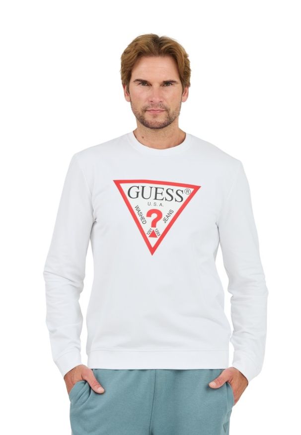 Guess - GUESS Biała bluza Audley Cn Fleece. Kolor: biały